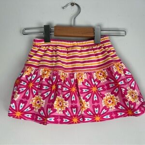 Hanna Andersson Pink & Orange Skort with Stripes & Pattern Size 90 (3T) Girls